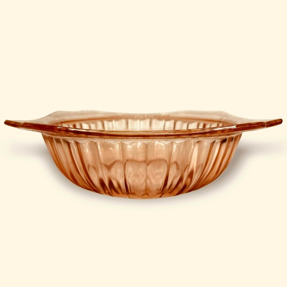 VINTAGE JEANNETTE Depression Glass Pink 9" Square Serving Bowl Adam 1930s